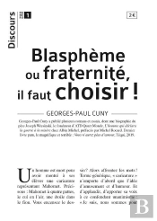 Blasphème Ou Fraternité, Il Faut Choisir !