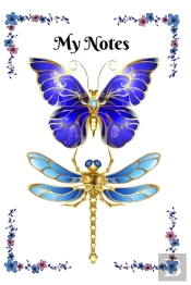 Blue And Gold Butterfly And Dragonfly Notebook
