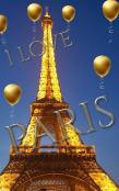 Blue Sky  I Love Paris  Eiffel Tower Gold Ballon Creative Blank Journal