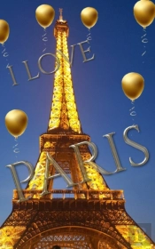Blue Sky  I Love Paris  Eiffel Tower Gold Ballon Creative Blank Journal