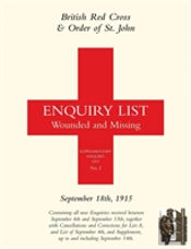 British Red Cross And Order Of St John Enquiry List For Wounded And Missing