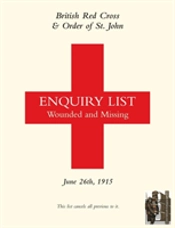 British Red Cross And Order Of St John Enquiry List For Wounded And Missing