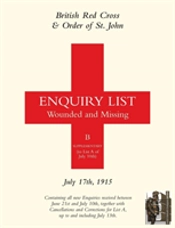 British Red Cross & Order Of St John Enquiry List For Wounded And Missing