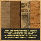 Brown Old Ephemera Newspaper For Decoupage Paper Sheets For Scrapbook & Diy Craft Supply  20 Old Vintage Double Sided Pattern For Scrapbooking & Mixed Media Collage 4 Design For Invitation Embellishme