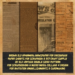 Bertrand.pt - Brown Old Ephemera Newspaper For Decoupage Paper Sheets For Scrapbook & Diy Craft Supply  20 Old Vintage Double Sided Pattern For Scrapbooking & Mixed Media Collage 4 Design For Invitation Embellishme
