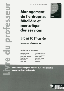 Bertrand.pt - Bts Mhr : Management De L'Entreprise Hôtelière Et Mercatique Des Services Bts1 (Bts Mhr) - Professeur - 2018