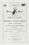 Buck Brothers Price List Of Chisels, Plane Irons, Gouges, Carving Tools, Nail Sets, Screw Drivers, Handles, & C.