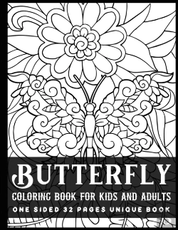 Bertrand.pt - Butterfly Coloring Book For Kids And Adults One Sided 32 Pages Unique Book