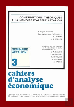 Bertrand.pt - Cahiers D'Analyse Économique N.3 ; Contributions Théoriques À La Mémoire D'Albert Aftalion