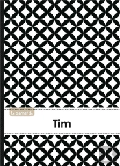 Carnet Tim Lignes,96p,A5 Rondsnoiretblanc