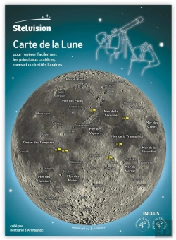 Bertrand.pt - Carte De La Lune ; Pour Repérer Facilement Les Principaux Cratères, Mers Et Curiosités Lunaires