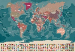 Bertrand.pt - Carte Du Monde Avec Drapeaux 100 Cm X 70 Cm