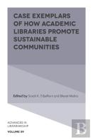 Case Exemplars Of How Academic Libraries Promote Sustainable Communities