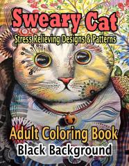Cat Adult Coloring Book Black Background