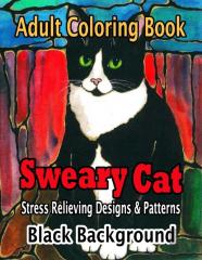 Cat Adult Coloring Book Black Background