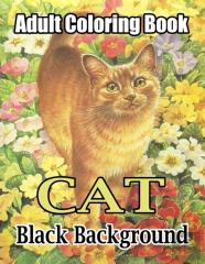 Cat Adult Coloring Book Black Background