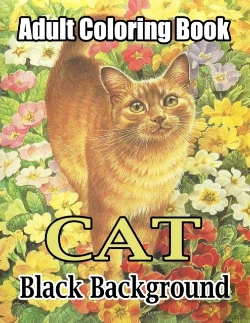 Bertrand.pt - Cat Adult Coloring Book Black Background
