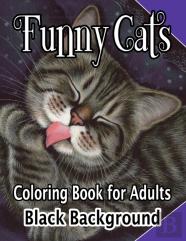 Cat Adult Coloring Book Black Background