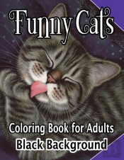 Cat Adult Coloring Book Black Background
