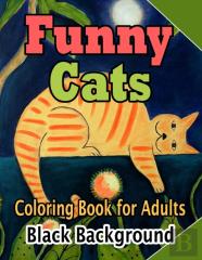 Cat Adult Coloring Book Black Background