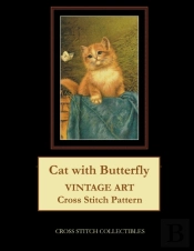 Cat With Butterfly: Vintage Art Cross St