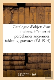 Catalogue Des Objets D'Art Anciens, Faiences Et Porcelaines Anciennes, Tableaux, Gravures - Dessins,