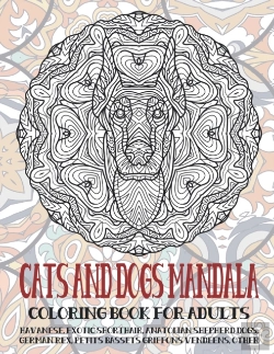 Bertrand.pt - Cats And Dogs Mandala - Coloring Book For Adults - Havanese, Exotic Shorthair, Anatolian Shepherd Dogs, German Rex, Petits Bassets Griffons Vendeens, Other