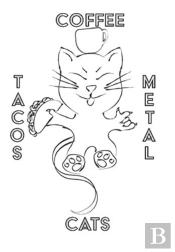 Cats Coffee Tacos Metal - Blank Lined No