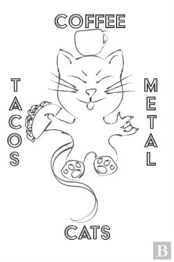 Bertrand.pt - Cats Coffee Tacos Metal - Blank Lined No