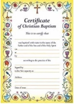 Bertrand.pt - Certificate Of Baptism New B201 Pk