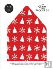 Christmas Pattern Envelope Liners Euro Flap 5x7 With Red & White Design