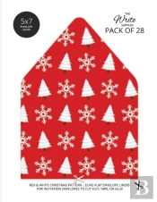 Christmas Pattern Envelope Liners Euro Flap 5x7 With Red & White Design