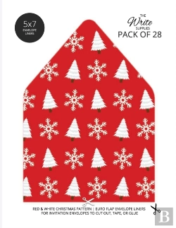 Bertrand.pt - Christmas Pattern Envelope Liners Euro Flap 5x7 With Red & White Design