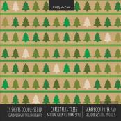 Christmas Trees Pattern Scrapbook Paper Pad 8x8 Decorative Scrapbooking Kit For Cardmaking Gifts, Diy Crafts, Printmaking, Papercrafts, Green Giftwrap Style