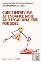 Client Interview, Attendance Note And Legal Analysis For Sqe2