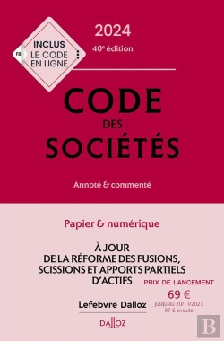 Bertrand.pt - Code Des Societes 2024, Annote Et Commente. 40e Ed.
