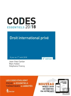 Bertrand.pt - Code Essentiel - Droit International Prive 2018 - A Jour Au 1<Sup>Er</Sup> Aout 2018