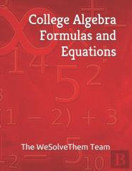 College Algebra Formulas And Equations