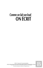 Comme On Fait Son Lead, On Ecrit
