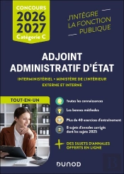 Concours Adjoint Administratif D'Etat ; Externe Et Interne ; Tout-En-Un (Édition 2026)
