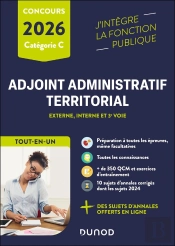 Concours Adjoint Administratif Territorial ; Externe, Interne Et 3e Voie ; Catégorie C ; Tout-En-Un (Édition 2026)