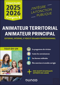 Bertrand.pt - Concours Animateur Territorial, Animateur Principal ; Externe, Interne, 3e Voie Et Examen Professionnel ; Catégorie B ; Tout-En-Un (Édition 2025/2026)