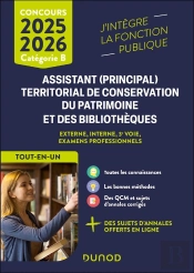 Concours Assistant (Principal) Territorial De Conservation Du Patrimoine Et Des Bibliothèques ; Externe, Interne, 3e Voie, Examens Professionnels ; Catégorie B ; Tout En Un (Édition 2025/2026)