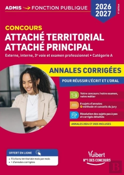 Bertrand.pt - Concours Attaché Territorial 2026 - Annales Corrigées : Externe, Interne, 3e Voie Et Examen Professionnel - Catégorie A