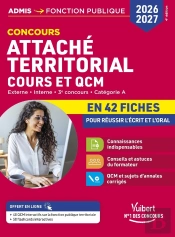 Concours Attaché Territorial En 42 Fiches 2026-2027 - Cours Et Qcm : Externe Et Interne - Catégorie A