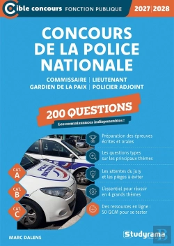 Bertrand.pt - Concours De La Police Nationale - 200 Questions (Catégories A, B Et C - Édition 2027-2028) : Commissaire - Lieutenant - Gardien De La Paix - Policier Adjoint