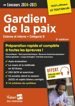 Bertrand.pt - Concours Gardien De La Paix - Catégorie B - Préparation Rapide Et Complète À Toutes Les Épreuves - Tout Le Cours En Audio : Concours Externe Et Interne 2024-2025