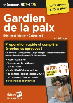 Bertrand.pt - Concours Gardien De La Paix - Catégorie B - Préparation Rapide Et Complète À Toutes Les Épreuves - Tout Le Cours En Audio : Concours Externe Et Interne 2025-2026