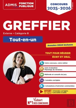 Bertrand.pt - Concours Greffier - Catégorie B - Tout-En-Un - Annales 2024 Offertes : Concours Externe 2025-2026