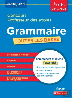 Bertrand.pt - Concours Professeur Des Écoles ; Grammaire ; Toutes Les Bases (Écrits 2019)
